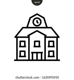 School university building icon vector illustration. flat trendy design style. eps10