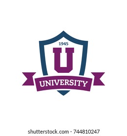 School, university or college educational emblems and symbols with education elements