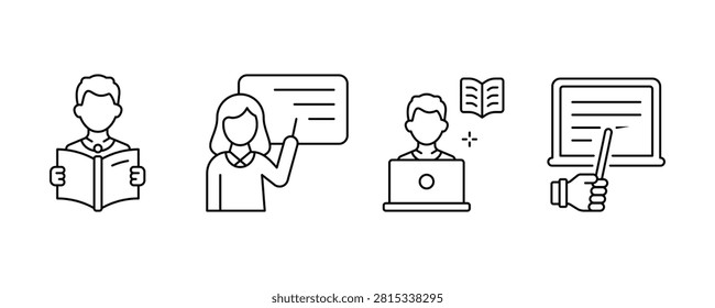 School, University, and Digital Classroom Outline Icon Collection