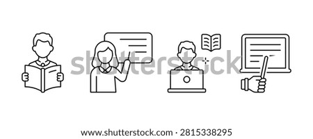 School, University, and Digital Classroom Outline Icon Collection