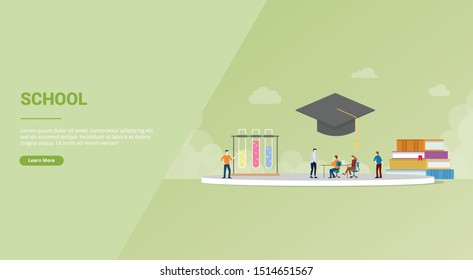 school or university education concept for website template or banner landing homepage - vector