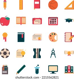 School University Education Icons Set 3 (Editable file) - Vector Illustration