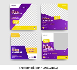 school university education social media post flyer and web banner template, back to school promotion cover layout