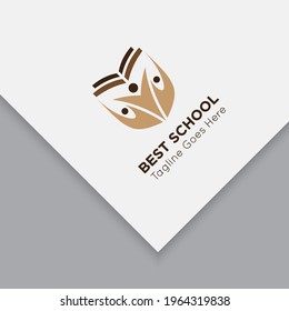 School university logo icon vector mockup book with person illustration design template