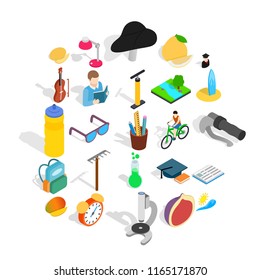 School upbringing icons set. Isometric set of 25 school upbringing vector icons for web isolated on white background