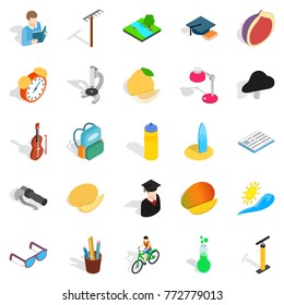 School upbringing icons set. Isometric set of 25 school upbringing vector icons for web isolated on white background