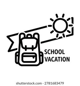 School vacation backpack with sun icon