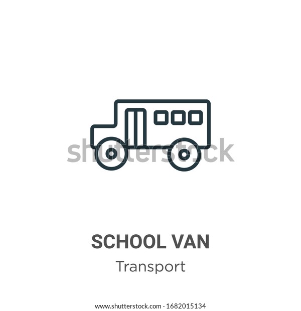 School van outline\
vector icon. Thin line black school van icon, flat vector simple\
element illustration from editable transport concept isolated\
stroke on white\
background