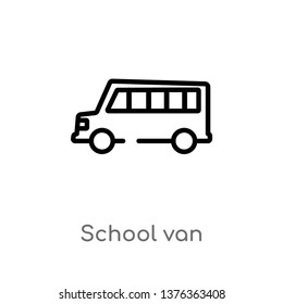 school van vector line icon. Simple element illustration. school van outline icon from transport concept. Can be used for web and mobile