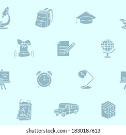 School - Vector background (seamless pattern) of silhouettes education accessories for graphic design