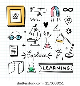 School vector clipart. Doodle school illustrations. Learning and educational graphics