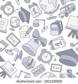School - Vector color background (seamless pattern) of education accessories for graphic design