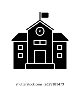 School Vector for Education Institution and Student Life. School building icon representing classes, learning, and knowledge. Glyph Icon