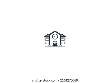 Emoticono plano vector de escuela. Ilustración escolar aislada. Icono de la escuela primaria