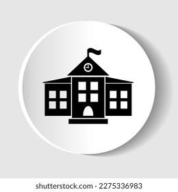 School vector icon, isolated building on a light background.