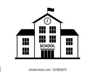School vector icon, isolated building on white background