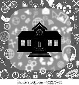 School vector icon - matte glass button on background consisting of  different icons