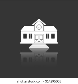 school vector icon with mirror reflection