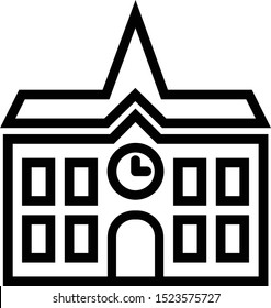 School vector icon on white background, isolated building