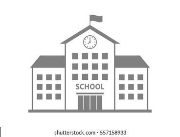 School vector icon on white background, isolated building