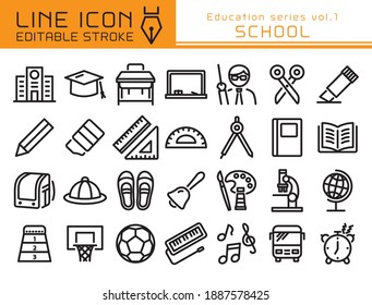 School vector icon set. Editable line stroke.