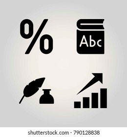 School vector icon set. ink, profits and persentage