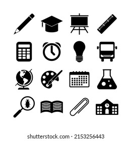 School vector icon set on white background