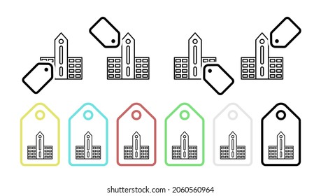 Icono de vector escolar en la ilustración de conjunto de etiquetas para ui y ux, sitio web o aplicación móvil