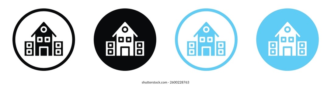 School vector icons in black and blue colors