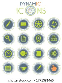 School vector icons on white background with dynamic lines for animation for web and user interface design