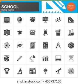 School vector icons set, modern solid symbol collection, education pictogram pack isolated on white, pixel perfect logo illustration - Shutterstock ID 458737168