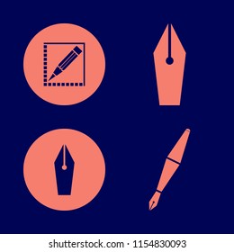school vector icons set. with pencil and fountain pen in set