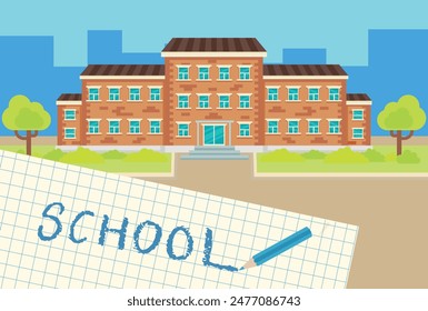 Ilustración vectorial escolar. El concepto del nuevo año escolar, la enseñanza y el aprendizaje. La vida escolar. EPS10
