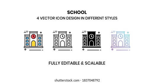 School Vector illustration icons in different style