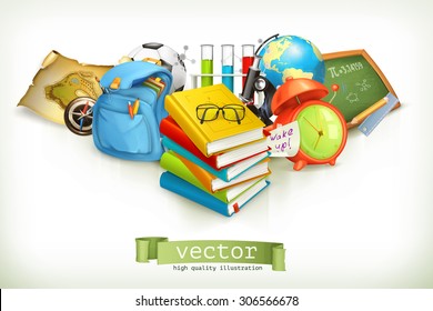 School, Vector Illustration Isolated On White