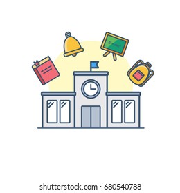 School vector illustration, linear style