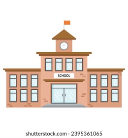 School vector illustration on white background. School building. Students go to school. Back to school.