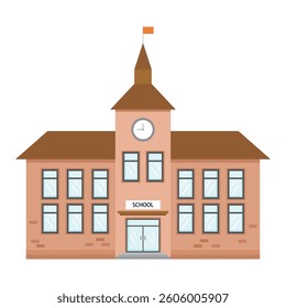 School vector illustration on white background. School building. Students go to school. Back to school.