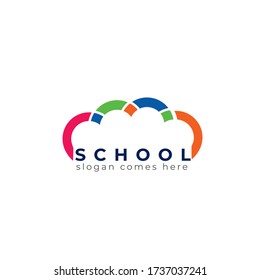 Logo del vector escolar. Emblema comunitario. 
