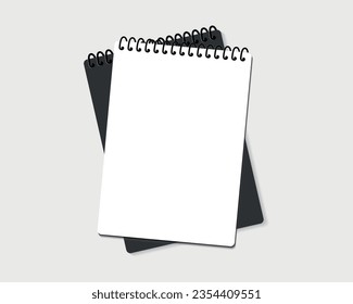 School vector notepad on light gray background, black and white notepad, stylish business notepad for writing text, vector. eps 10 