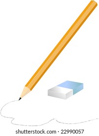 School vector pencil and eraser on white background