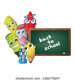 School vector poster design with  funny school characters.