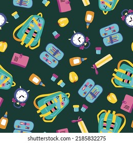 School vector seamless pattern. Stationery background texture