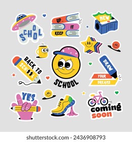 A school vector showcasing elementary grade vibes, stationery items and other educational elements 