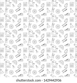 School vector sketch pattern. Line isolated education objects background.