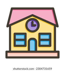 School Vector Thick Line Filled Colors Icon Design