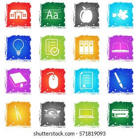 school vector web icons in grunge style for user interface design