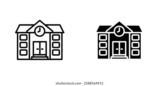 School vectors icons set in filled and strokes on white background