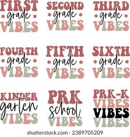 school vibes retro design bundle and digital download