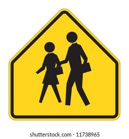 School warning sign on white